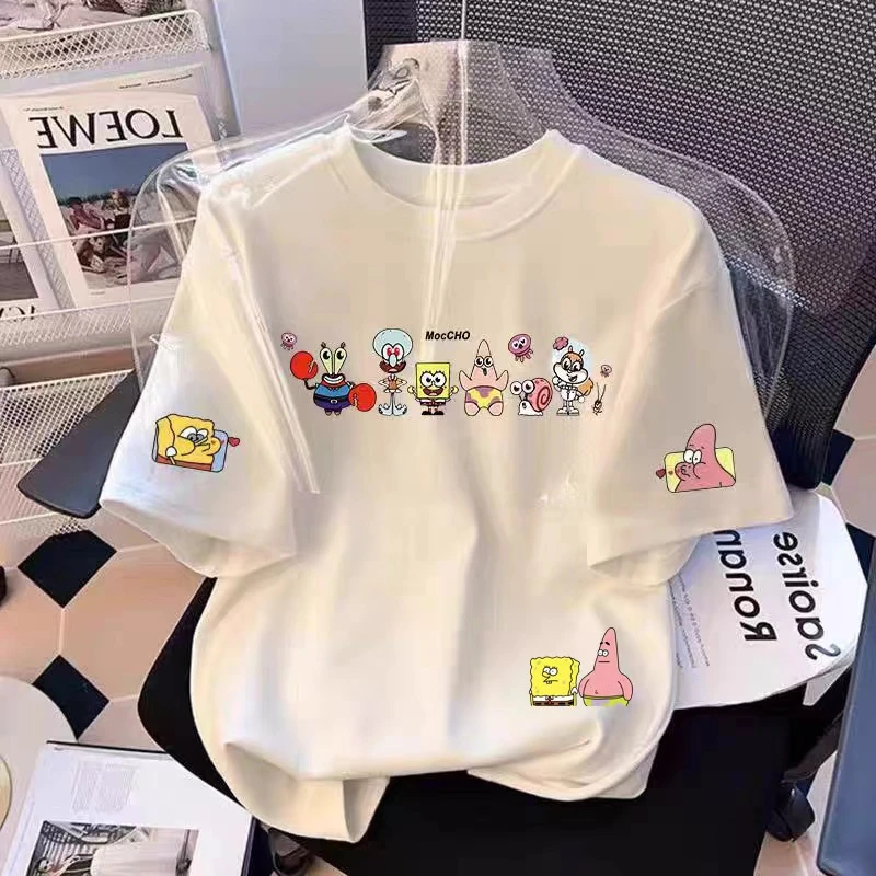 【六一福利】【海绵宝宝印花T恤】重磅纯棉潮流时尚短袖亲子系