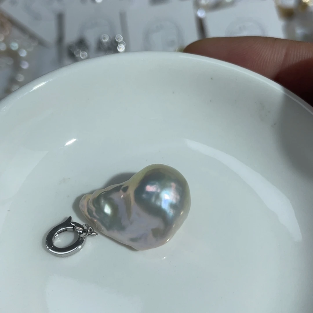 淡水珍珠吊坠(不含链)银S925镶嵌