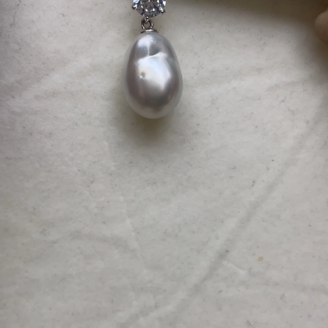 银S925镶嵌海水珍珠吊坠(不含链)