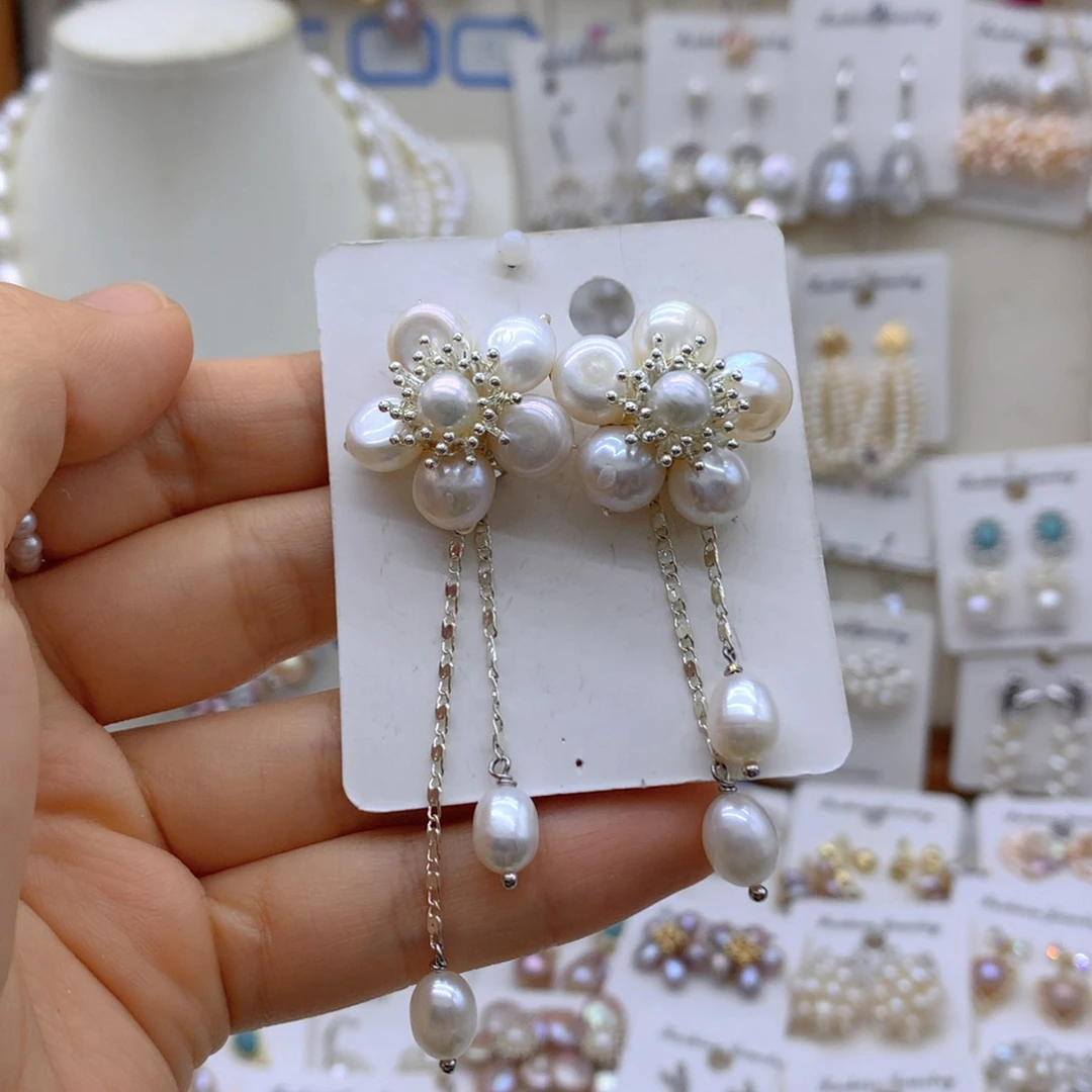 合金淡水珍珠耳饰