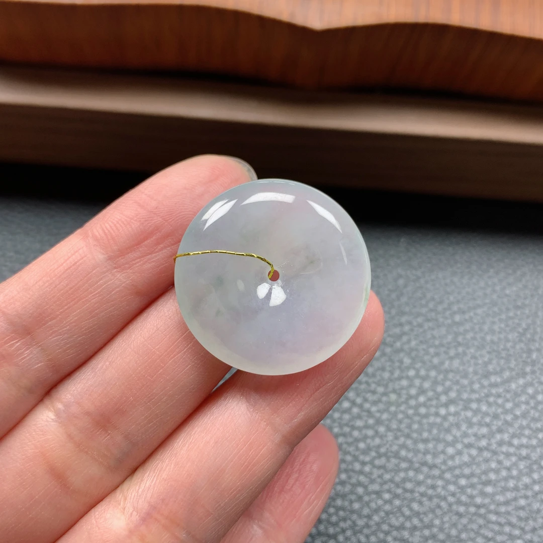 四会翡翠1-11n缅甸天然A货-冰种平安扣吊坠，25.5-4.8