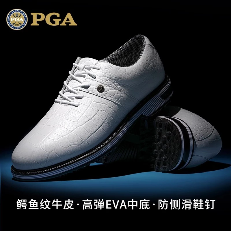美国PGA英伦风PGM旋钮鞋带防侧滑鞋钉爆米花中底高尔夫男鞋