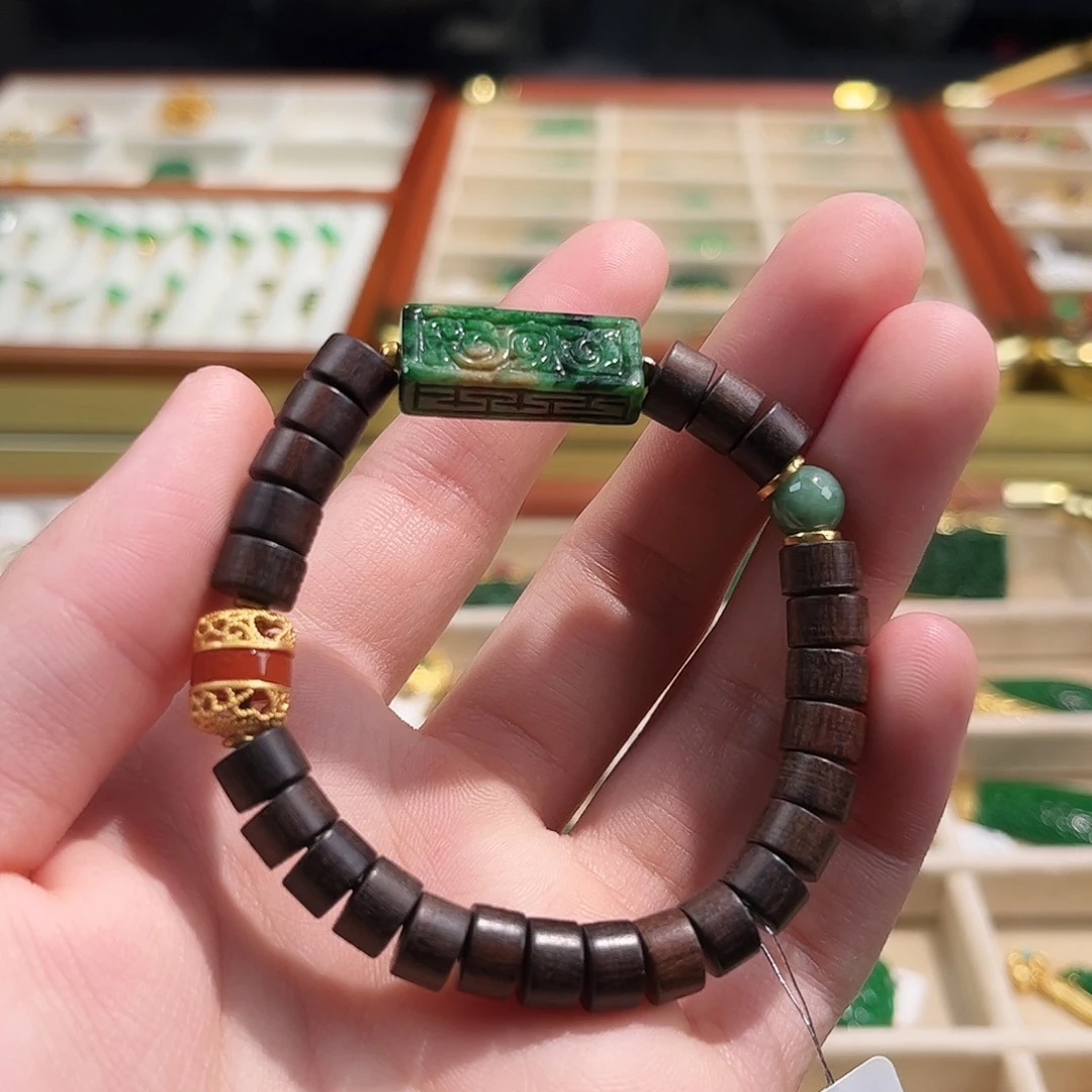 翡翠银S925镶嵌手串