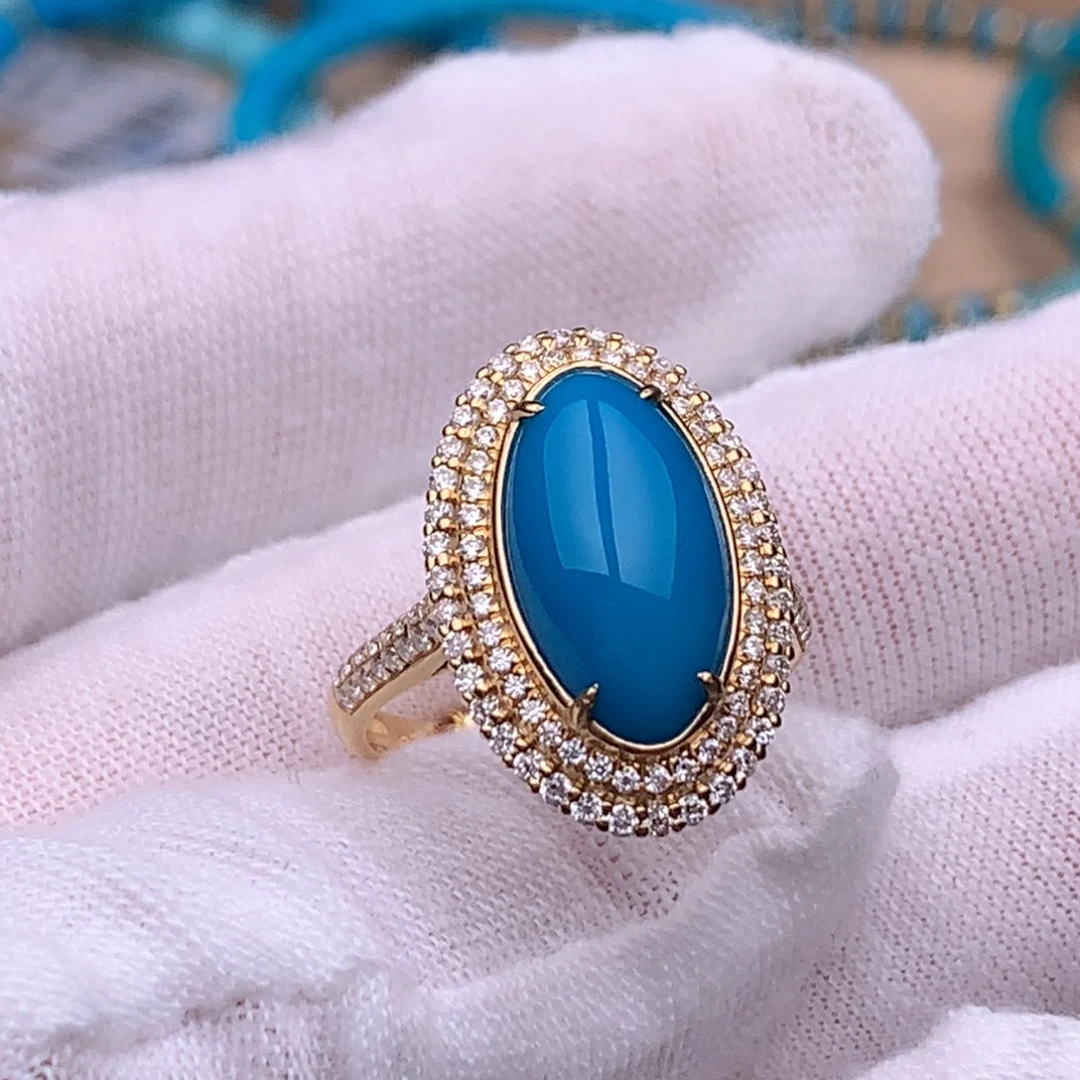 绿松石18K金镶嵌珠宝奇石