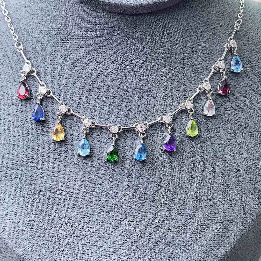 银S925镶嵌套链水晶托帕多宝一物一证