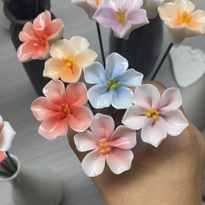 陶瓷陶瓷材料5朵混搭