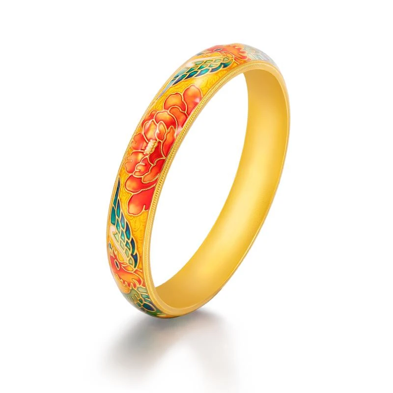 福满圆珠宝1 足金 凤穿牡丹手镯