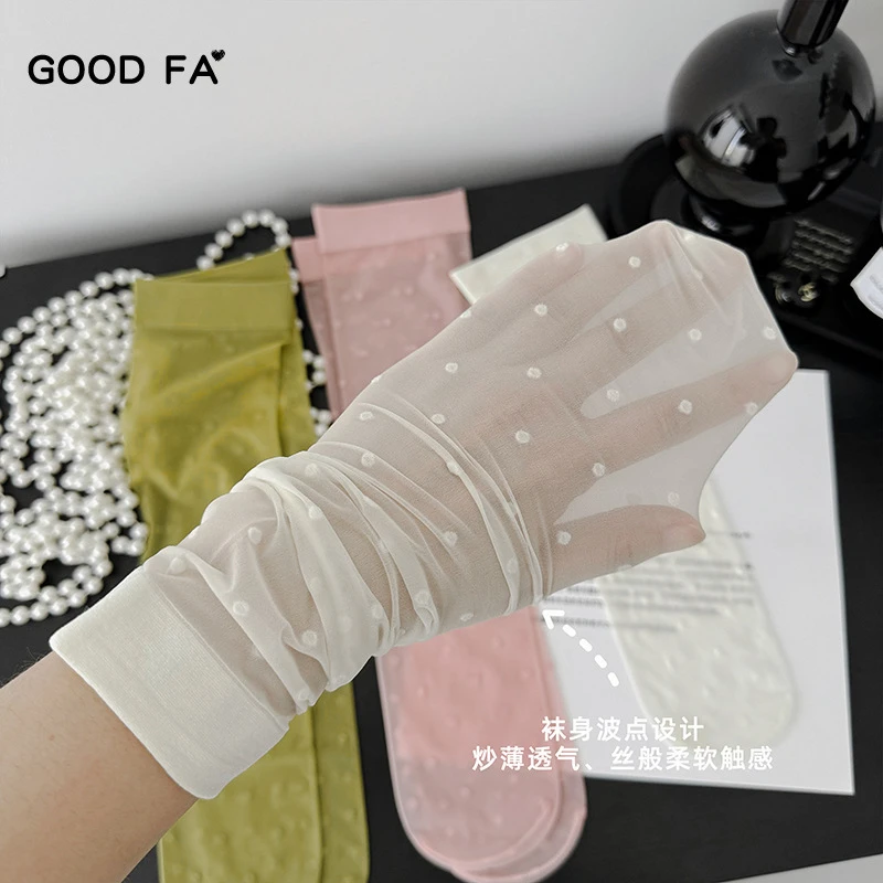 杂志款夏季薄款波点及膝小腿袜丝袜柔软透气日系复古长筒袜子女