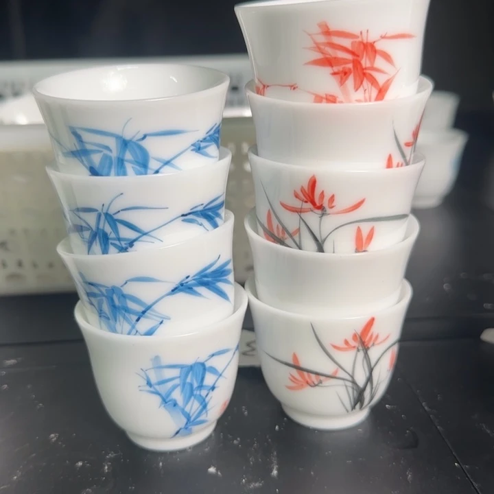 匠***作六个冰种微瑕品茗杯015号