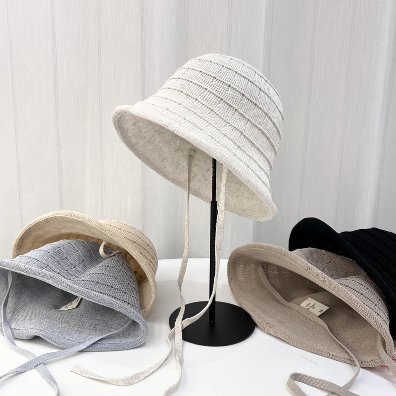 日系帽子小众渔夫帽盆帽时尚夏季新款防晒遮阳帽薄款针织气质水桶