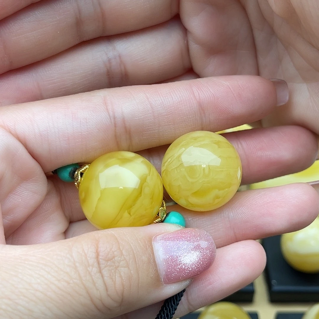 裸石琥珀未镶嵌i****g蜜蜡圆珠梦