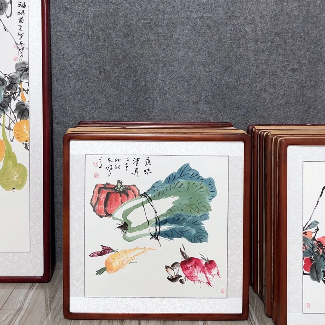 国画书画作品带框63×63