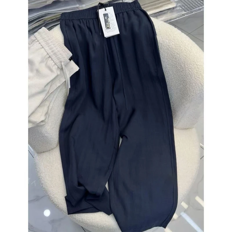 【苗苗】人字纹天丝亚麻2025夏季胖妹妹阔腿女凉凉裤休闲裤#6616