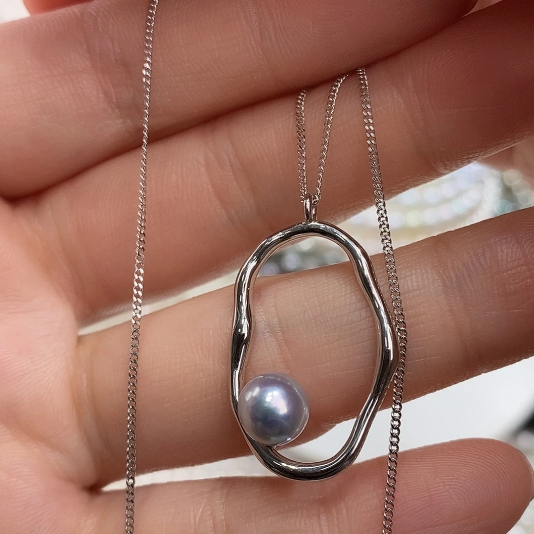 海水珍珠套链银S925镶嵌