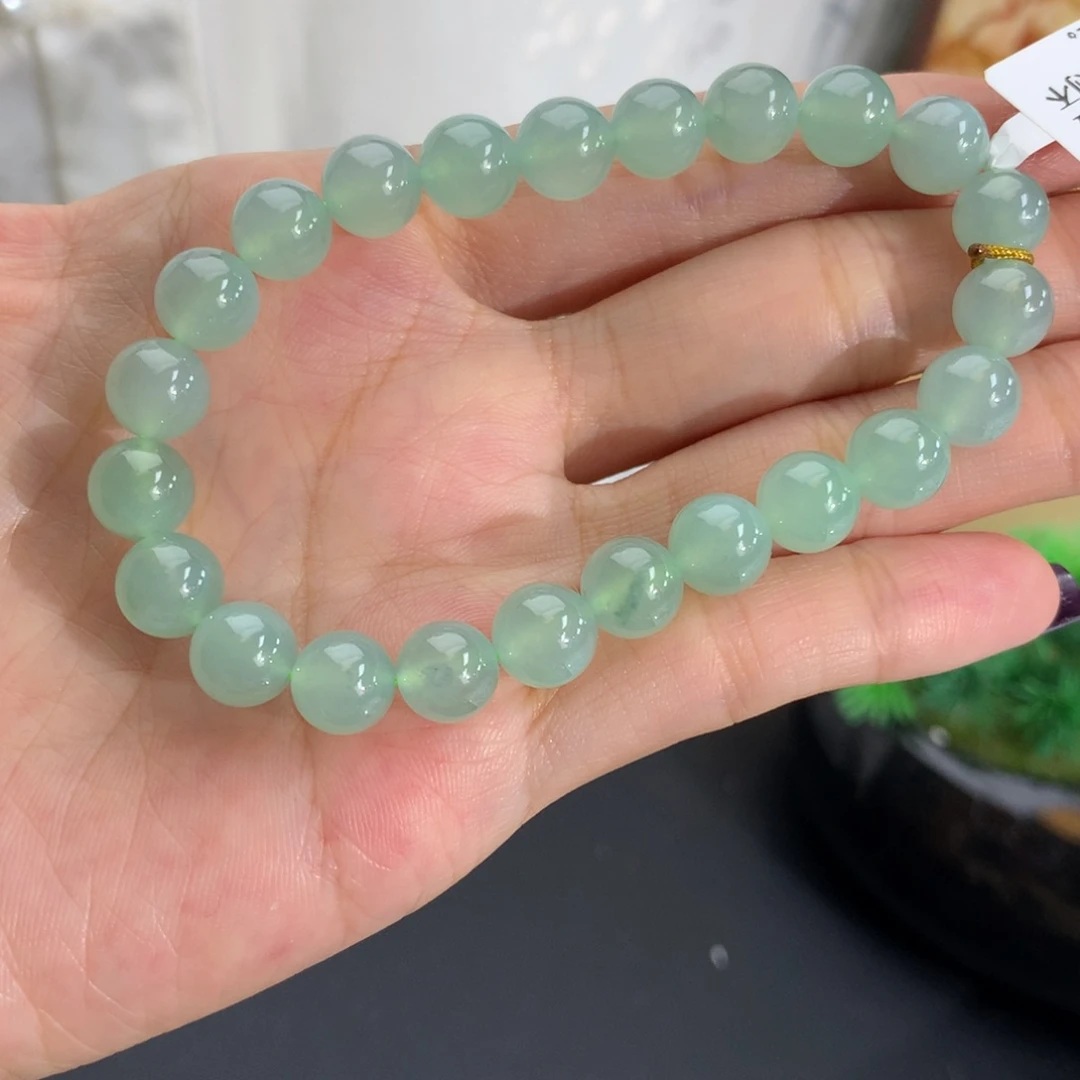 翡翠未镶嵌手串卡8冰胶晴绿手串