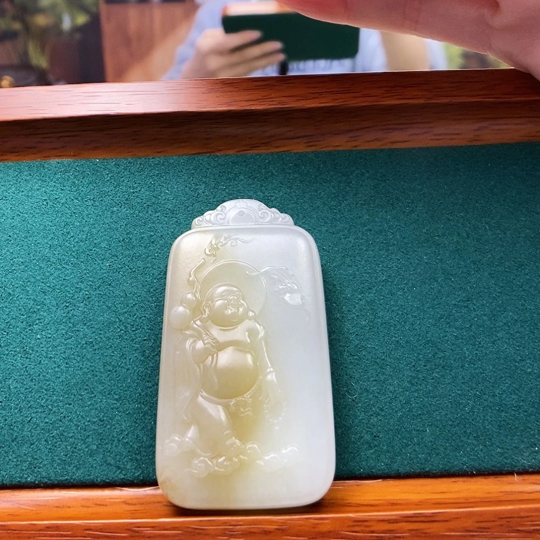 和田玉未镶嵌颈饰004弥勒佛吊坠