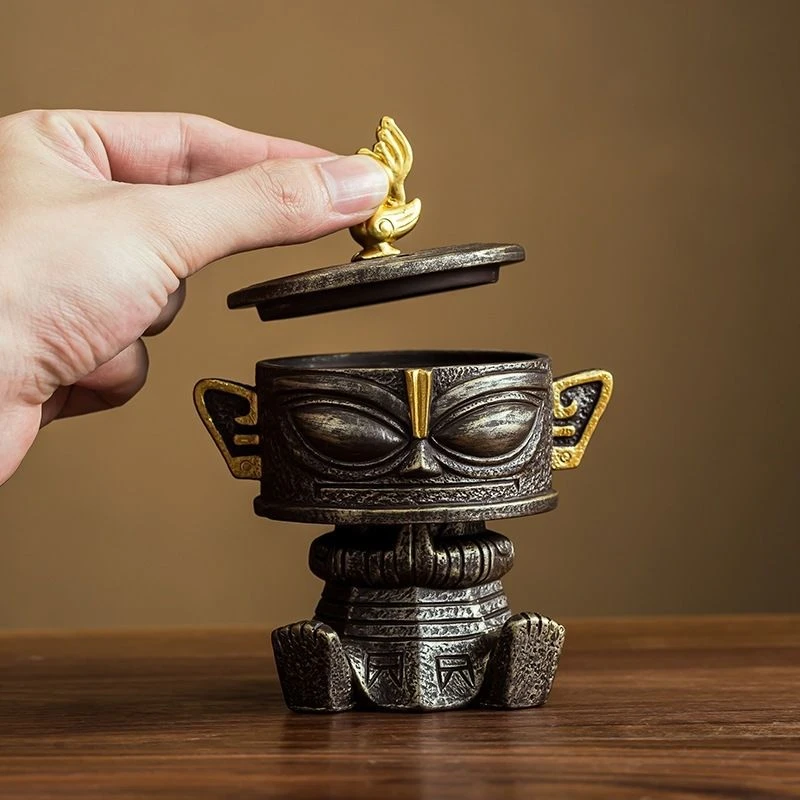 【小巧雅致】三星堆创意香炉室内小祥云盘香炉招财进宝迷你镂空香炉