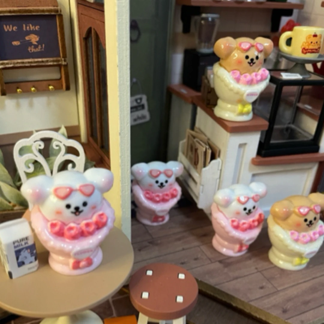 【义气姊妹-定制】小狗花束高品树脂仿真食玩 diy奶油胶配件