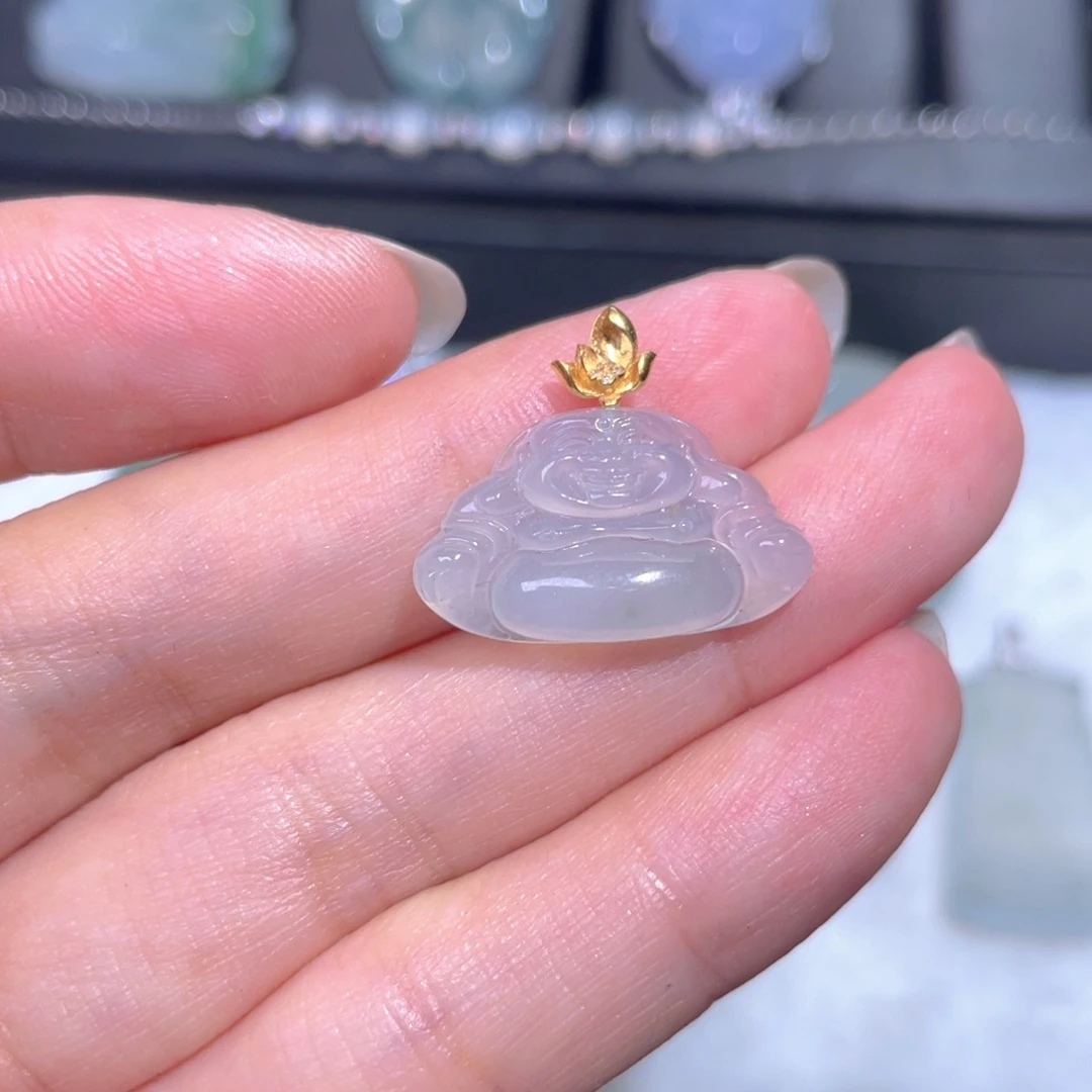 颈饰18K金镶嵌翡翠翡翠