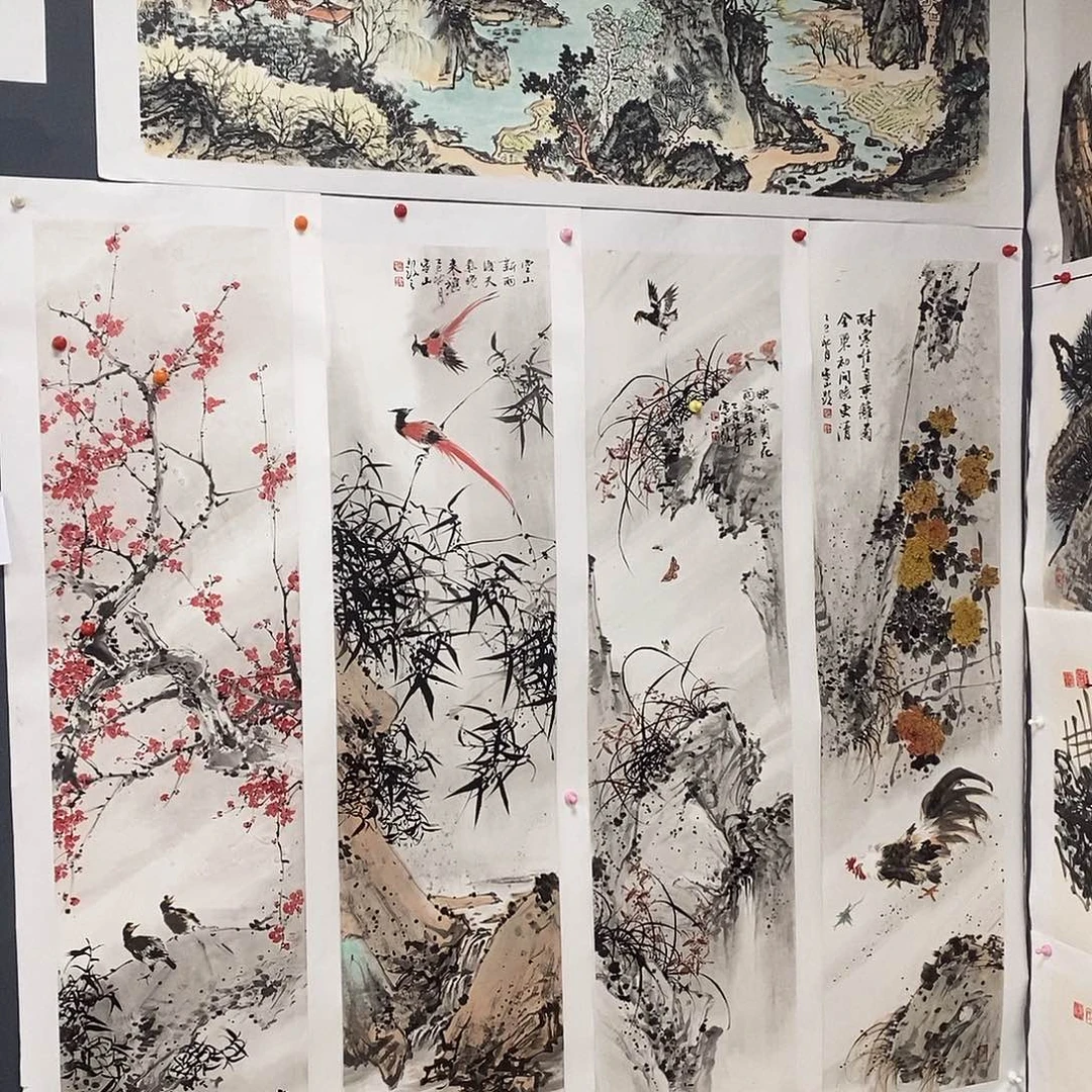 泉***夫国画寒山35/140手绘画芯