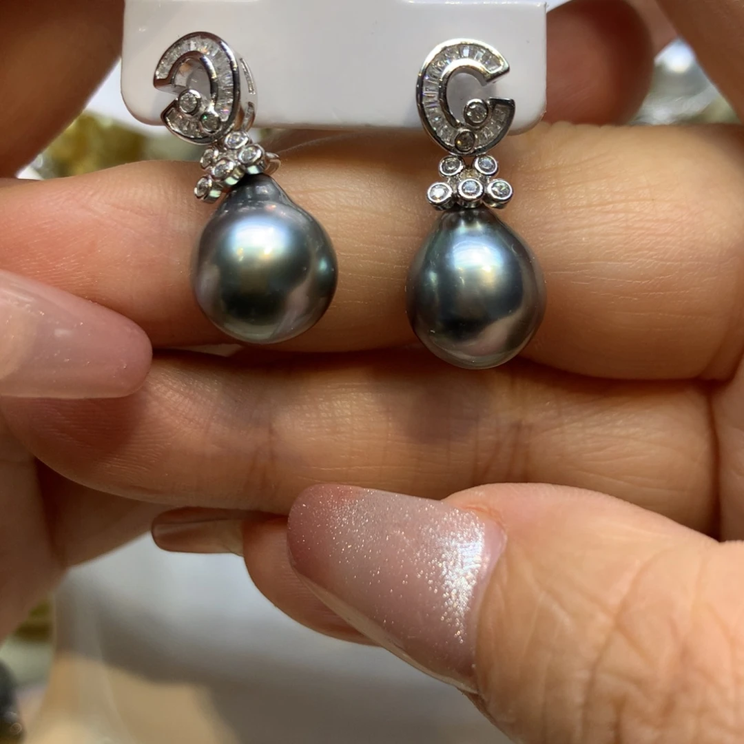 银S925镶嵌耳饰海水珍珠