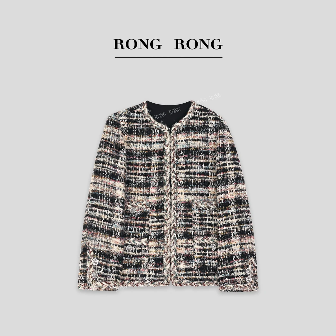 溶溶【夜幕星彩】RONGRONG绵羊毛混纺法式小香风粗花呢外套JM858612