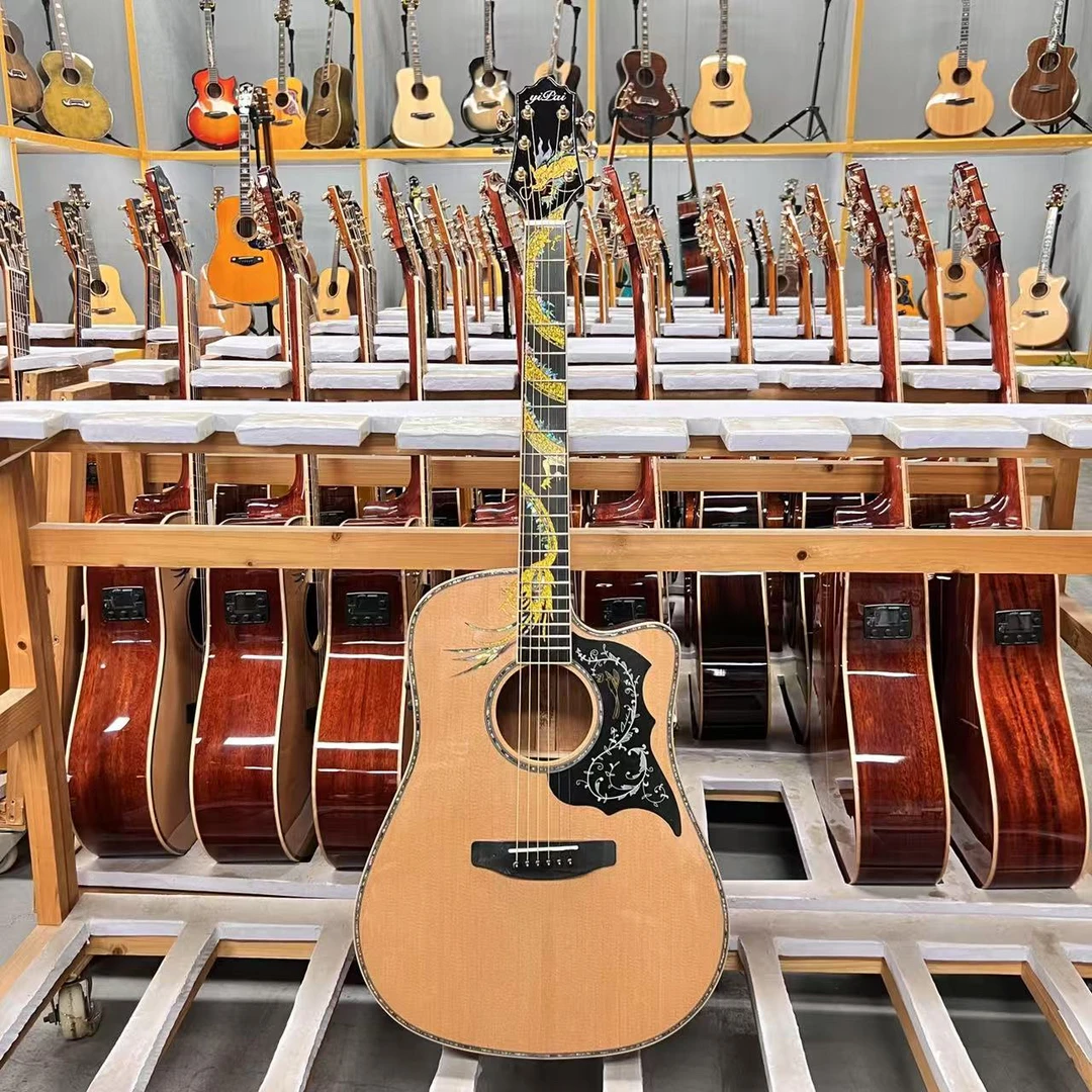 艺派/YIPAI/41寸/02c云杉桃花心龙款加震电箱拾音器全单民谣吉他