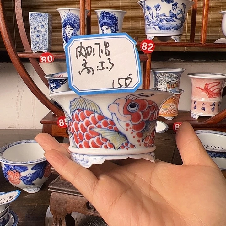 墨奈手绘陶瓷花盆