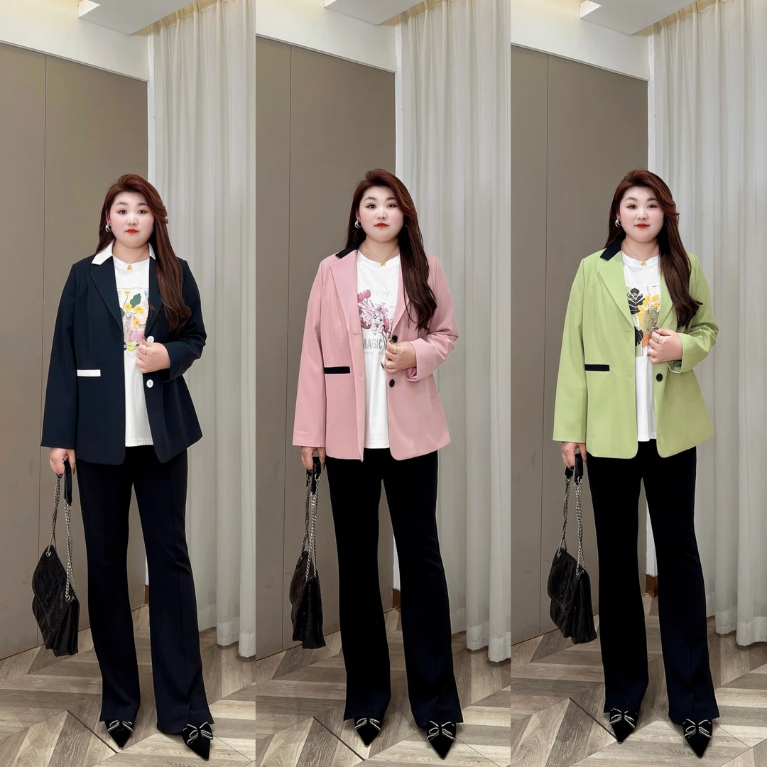 【苹果现货仅外套】PMM81642春季新款撞色拼接气质百搭显瘦小西装