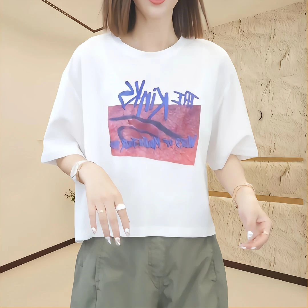 夏季宽松圆领印花字母T恤女2025新款休闲百搭洋气显瘦半袖上衣