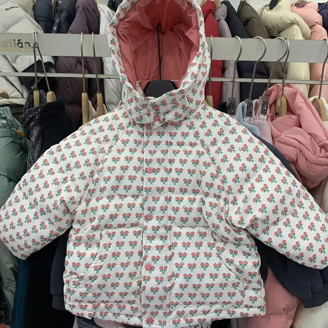 0062款花郎家品牌羽绒服儿童女童加厚印花小童女宝冬季满印儿童