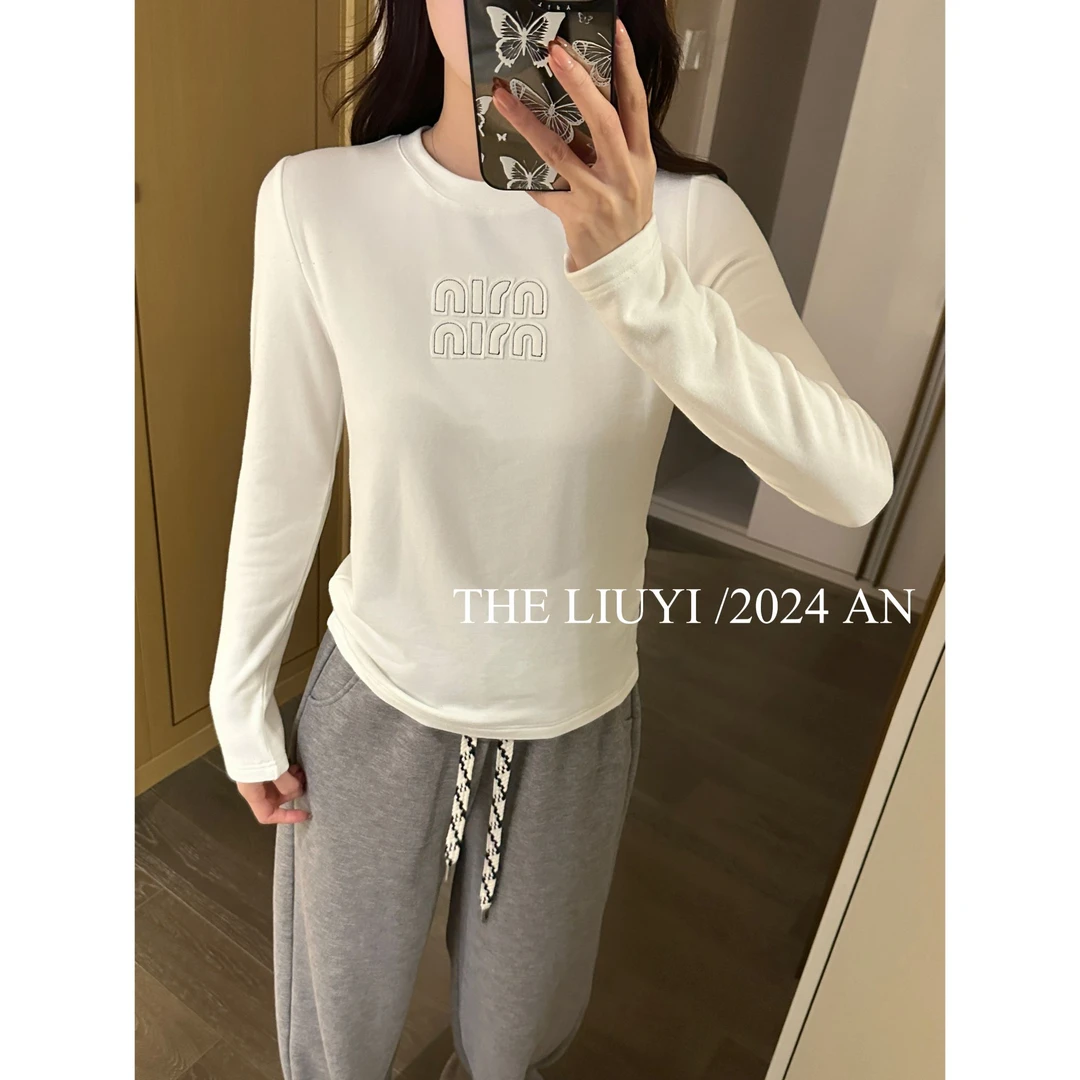【LIUYI】冬季磨毛加厚字母T恤410292