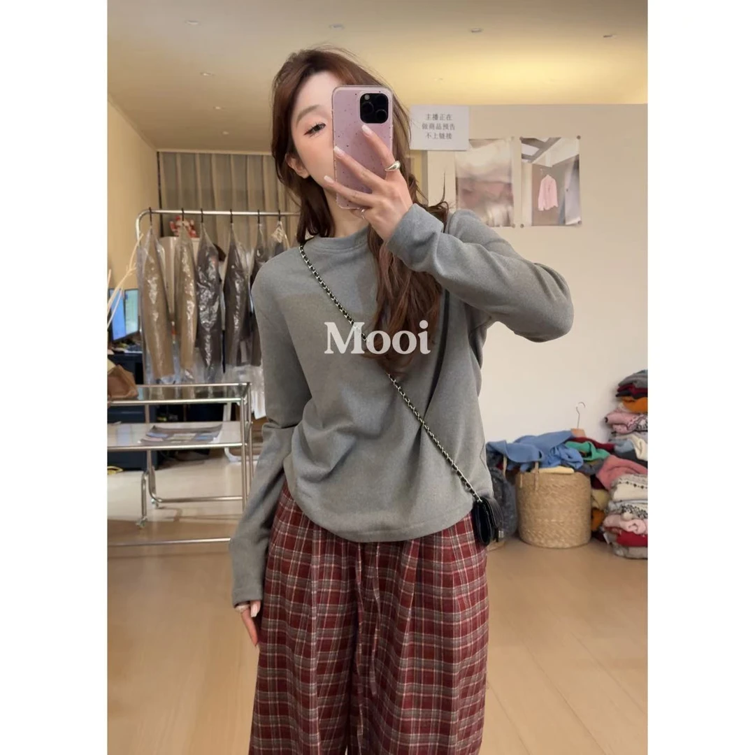 【mooi】'黑白灰'秋冬新款韩版ins风小众设计感长袖打底