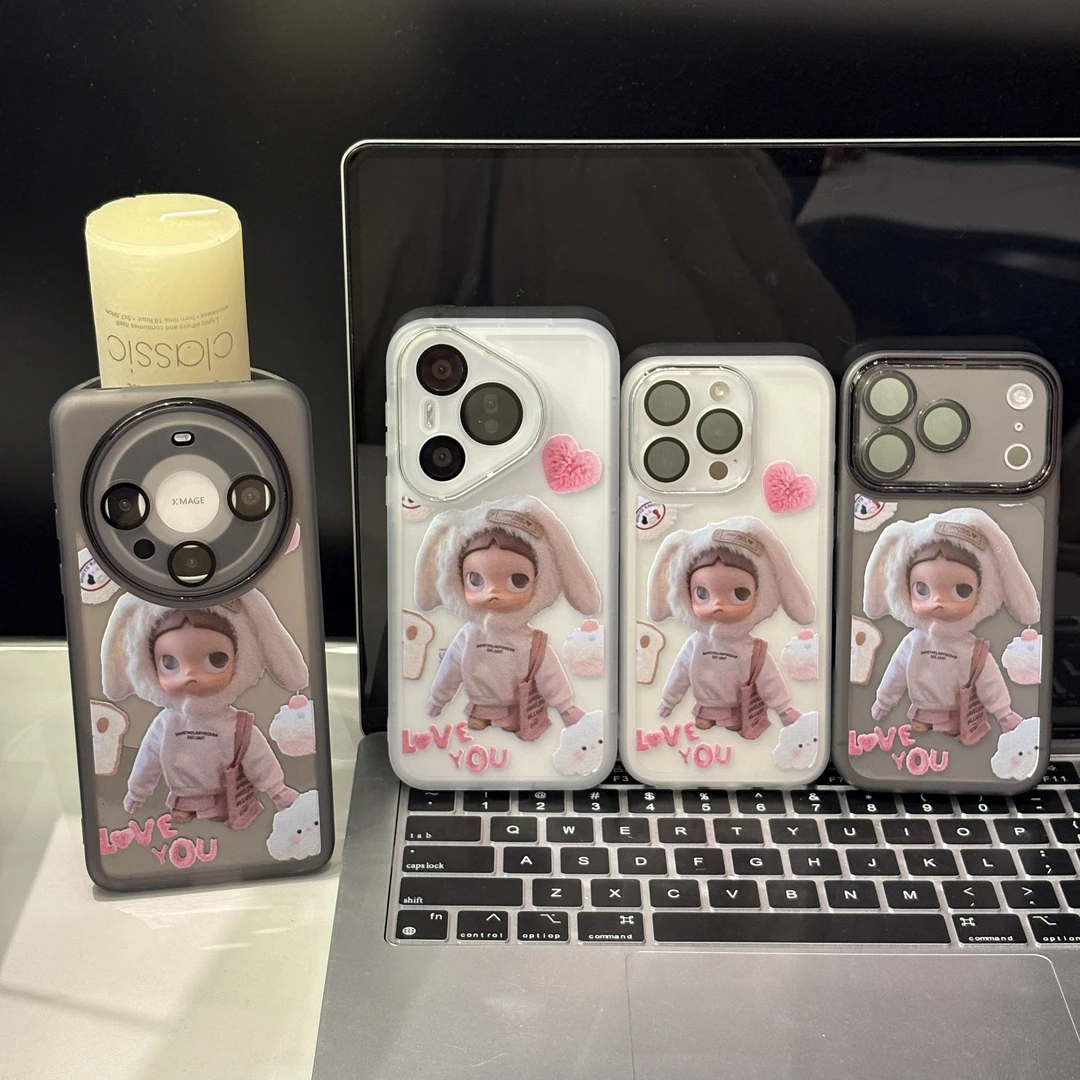 手办兔子适用苹果17pro手机壳16pm金属镜框华为p70简约oppo小米15