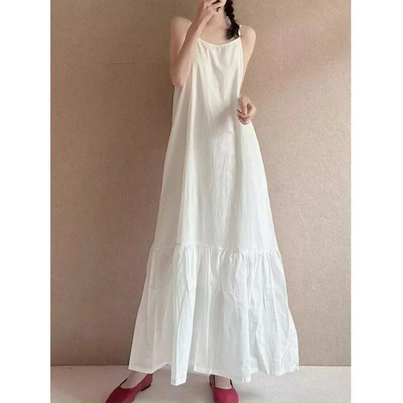 夏季连衣裙显瘦法式长裙气质吊带裙宽松文艺纯色街头潮人新款