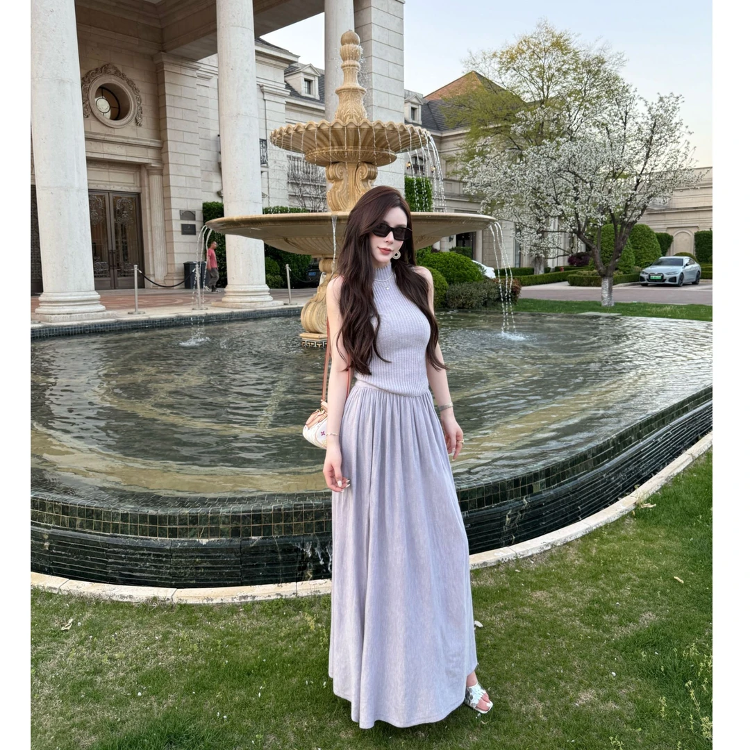 SS姗姗韩版时尚洋气设计感立领针织半身裙两件套 50370541