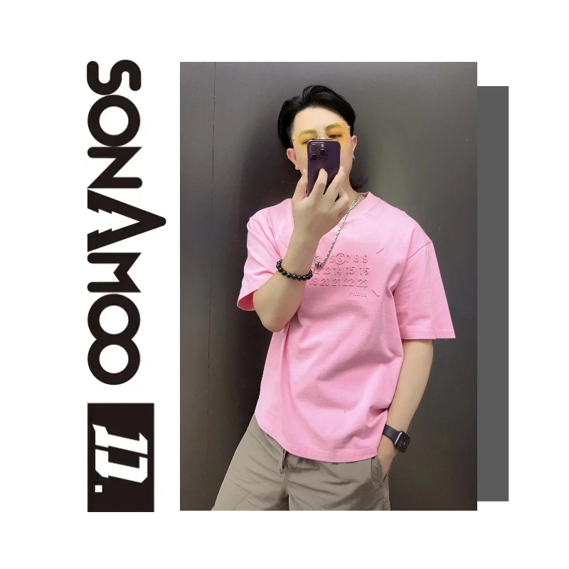 【清货福利】凹凸印数字图案T恤夏季百搭圆领男T恤夏季百搭休闲