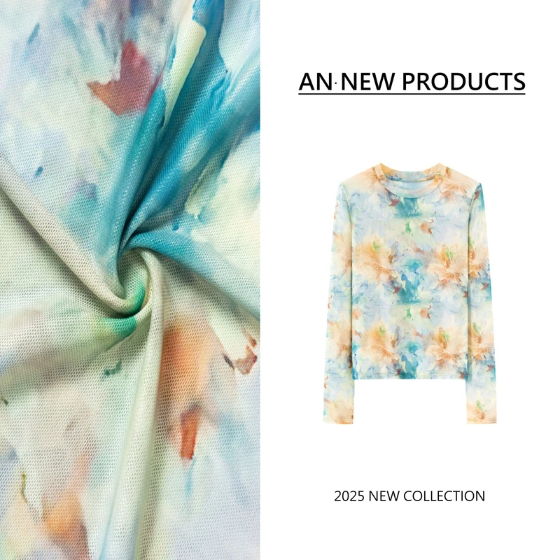 安南AN【神作出道】B4334时尚欧若风韩系复古花朵防晒T恤