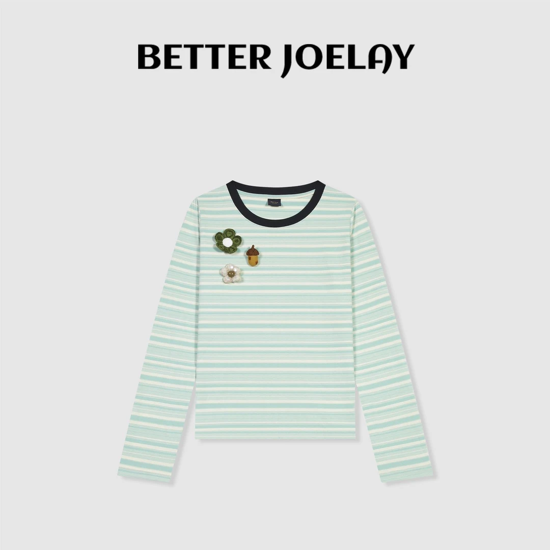 BETTER JOELAY-【橡子和花】时尚百搭简约T恤长袖潮流休闲风KH3315