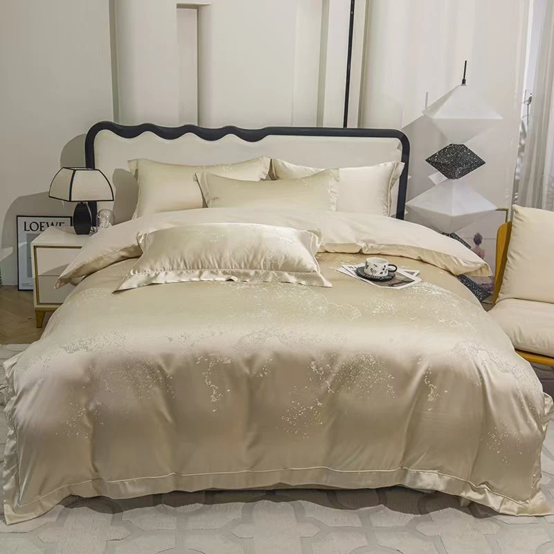 月亮家-BBL新品-高精密双股色织真丝棉提花四件套-伊莱恩