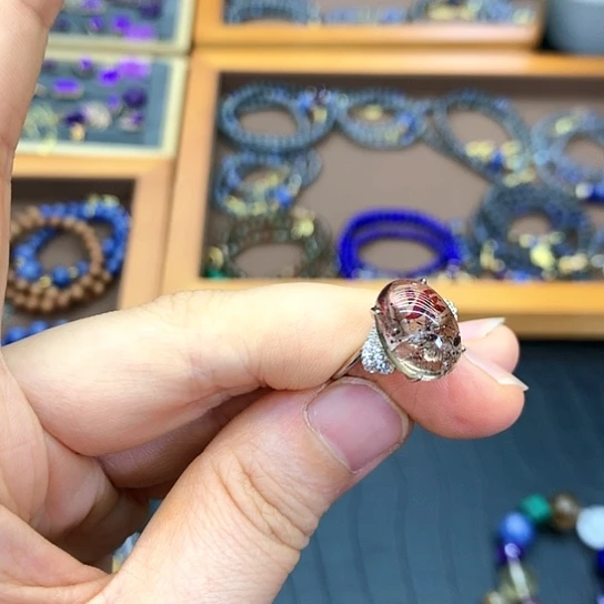 烟晶戒指银S925镶嵌?****?