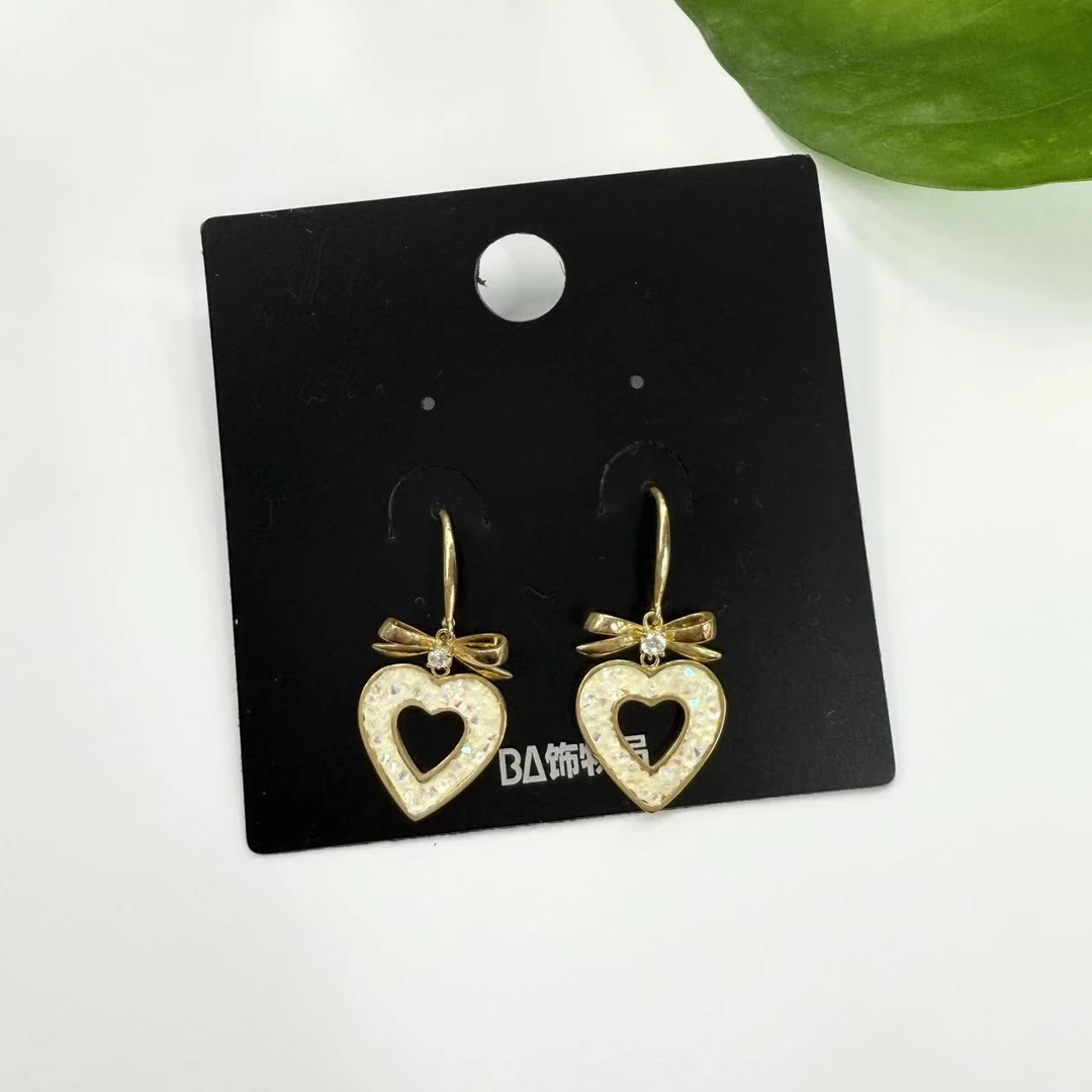 BA 铜合金耳饰 爱心耳钉耳挂 3022