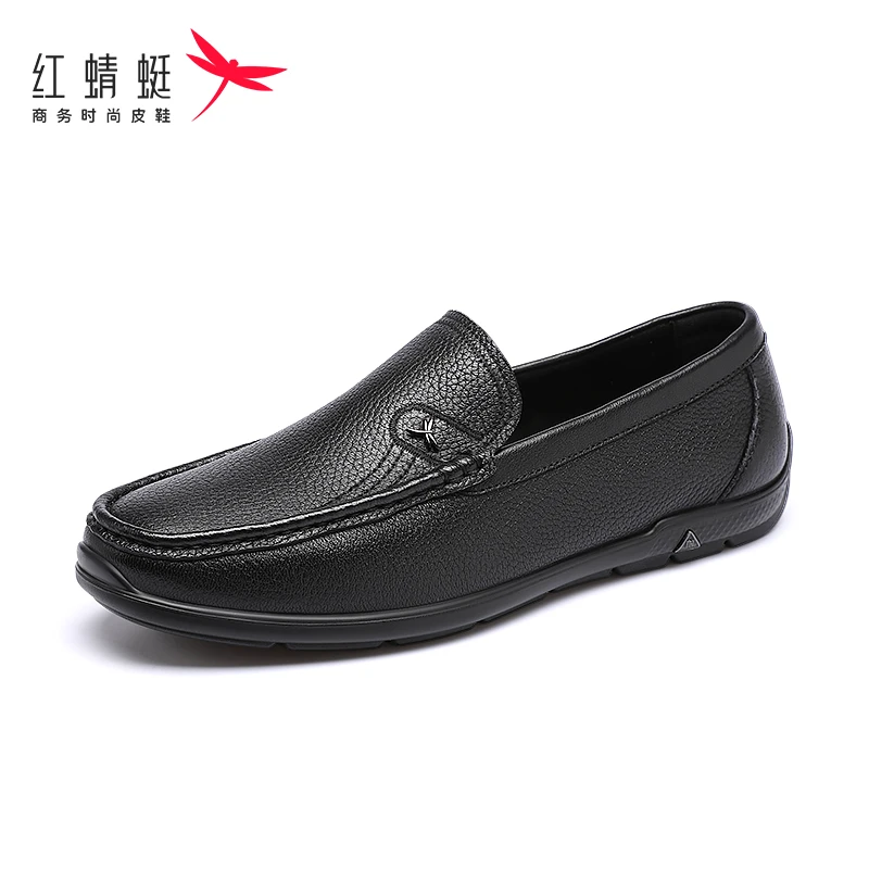 红蜻蜓男鞋2025春夏新款真皮豆豆鞋男士真皮休闲皮鞋羊皮爸爸鞋