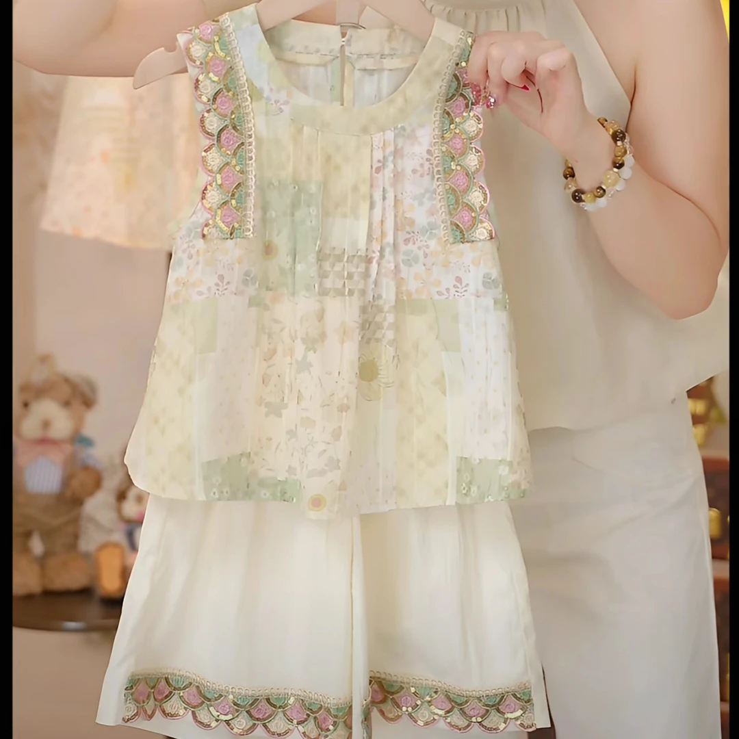 【现货】夏季连衣裙洋气时尚民族风2025款无袖碎花超薄裙子csc2318