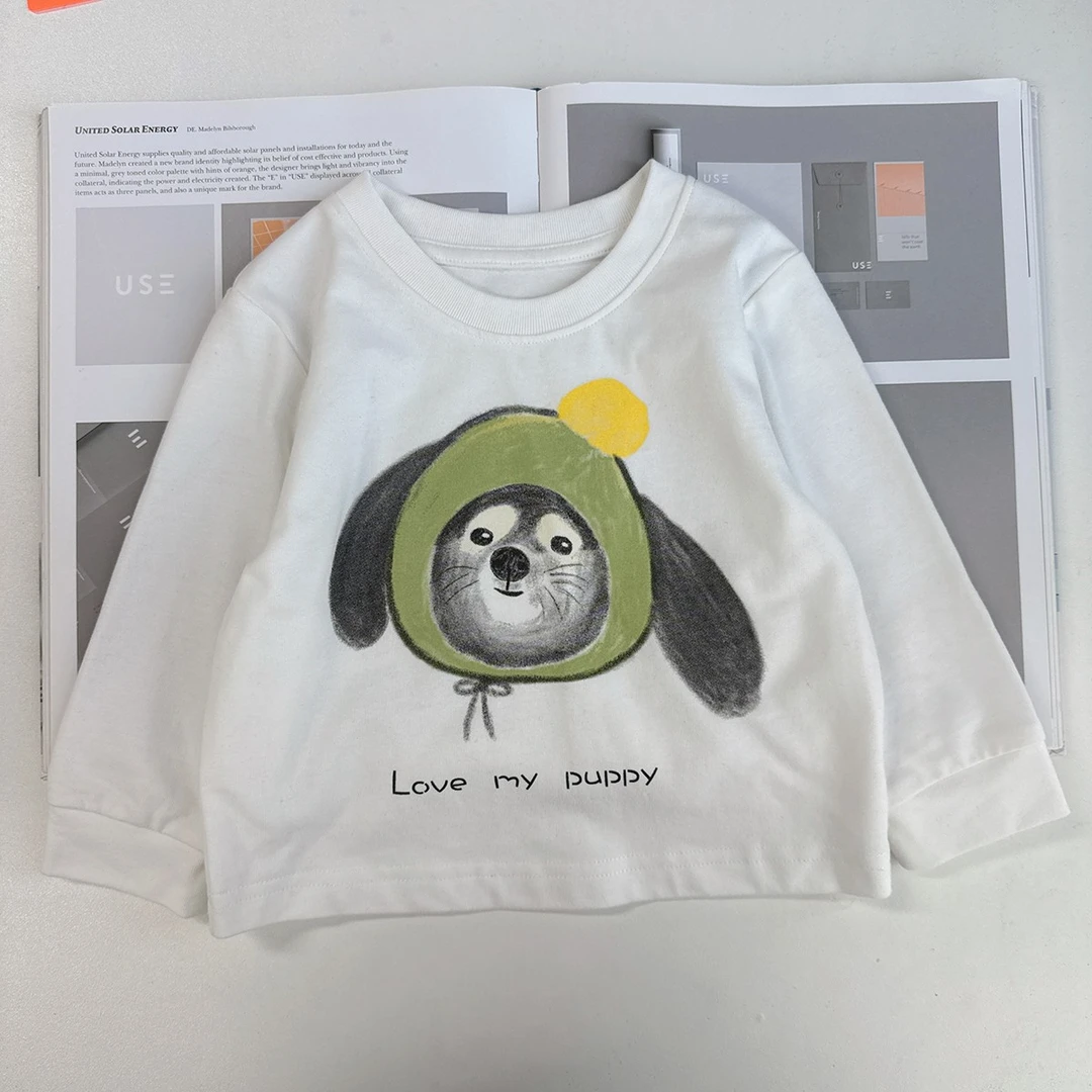 【亲子软糯糯成衣水洗手绘T 】宝宝长袖T恤春秋小童衣服秋装H26