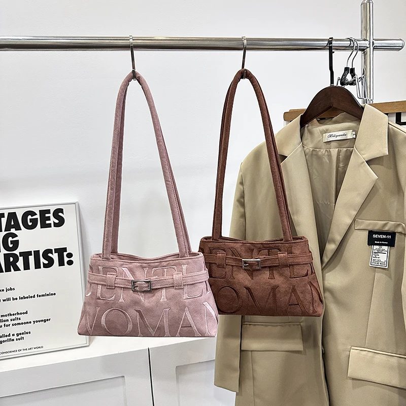 郜姐家跨境风潮单肩托特包耐磨腋下包泰国小众麂皮绒百搭女包