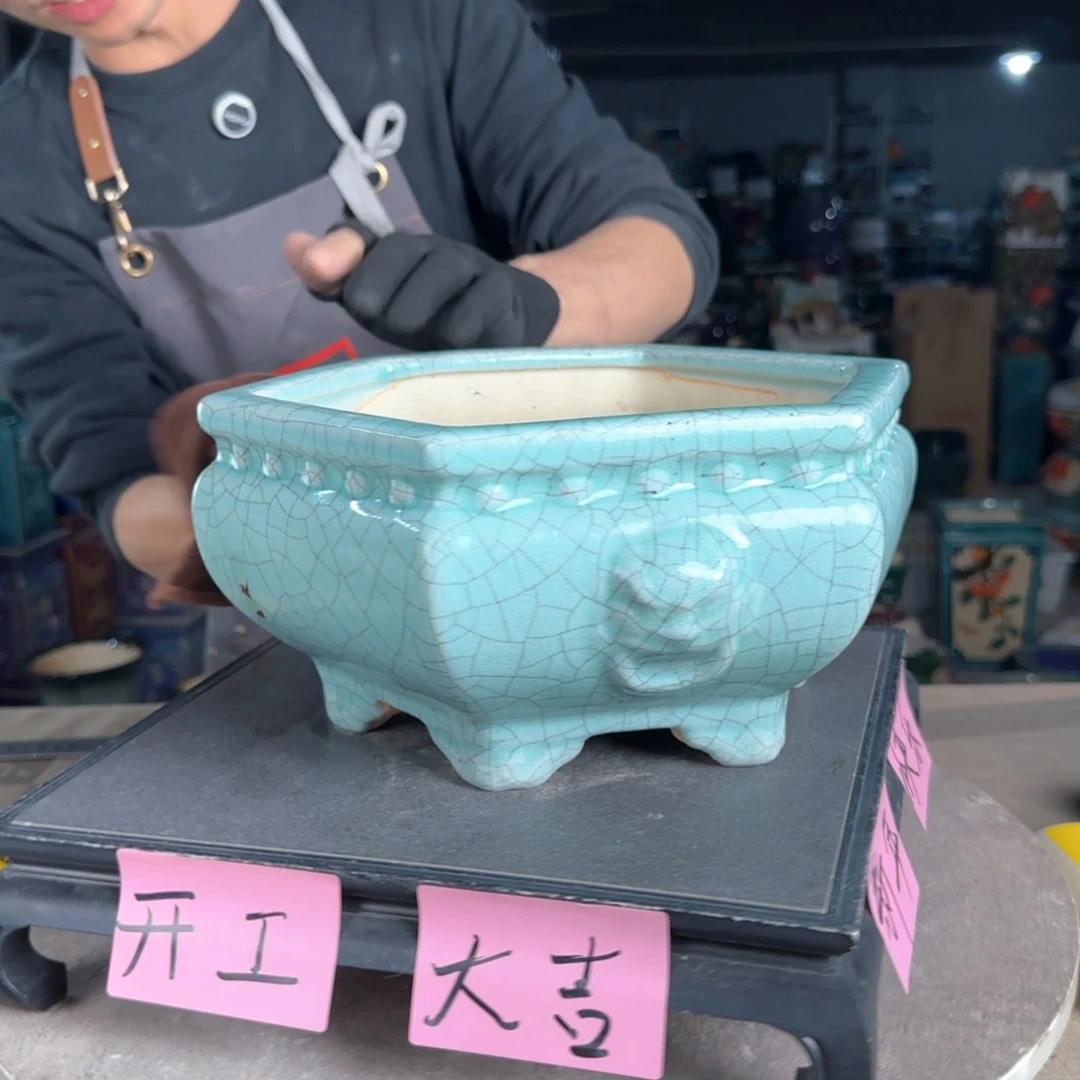 一风堂石湾花盆。微瑕滴釉