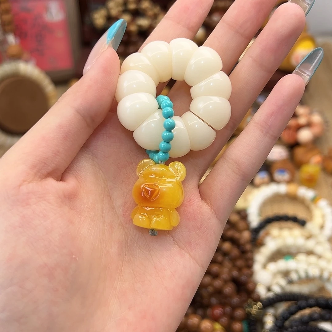 菩提根/象牙果把件太阳花手捻搭配小熊