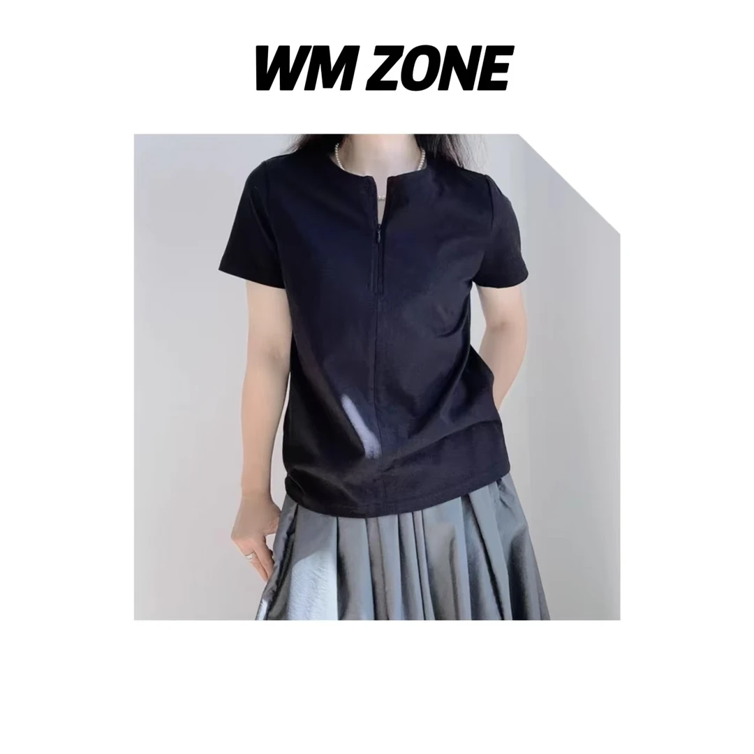 虎儿 3-6-3578 半开襟拉链短袖T恤