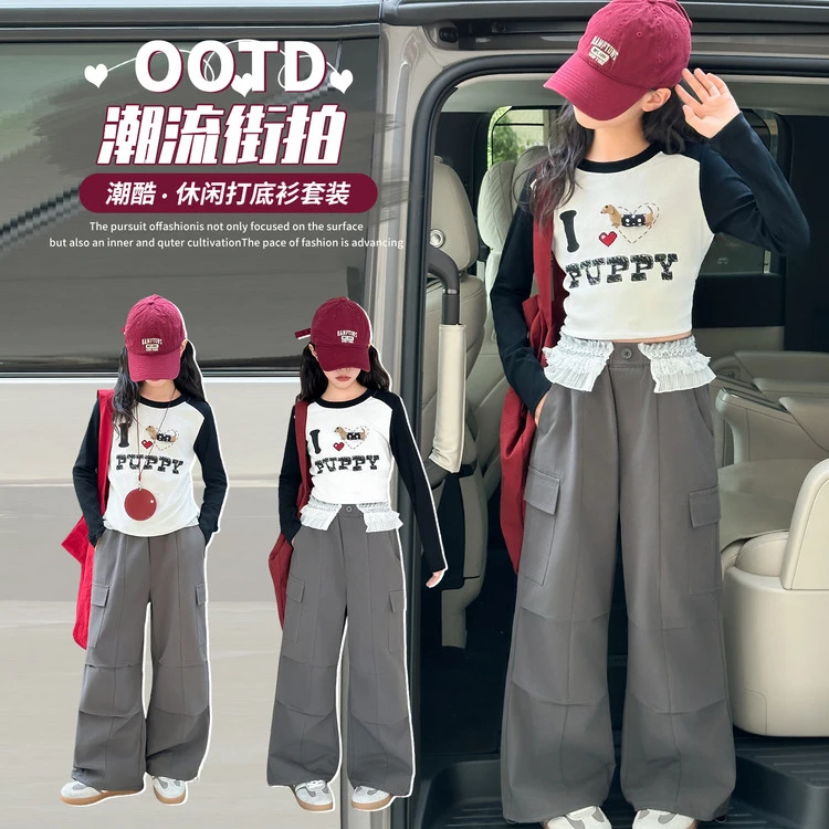 女童套装春秋季2025新款洋气网红时髦童装韩系运动休闲秋装两件套